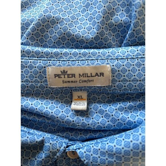 PETER MILLAR SUMMER COMFORT MEN Size XL GOLF POLO SHIRT BLUE Sand Valley Logo - Picture 2 of 9